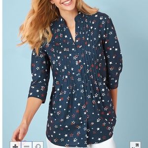 Blair Top 3/4 Sleeve Print Big Shirt. Size XL